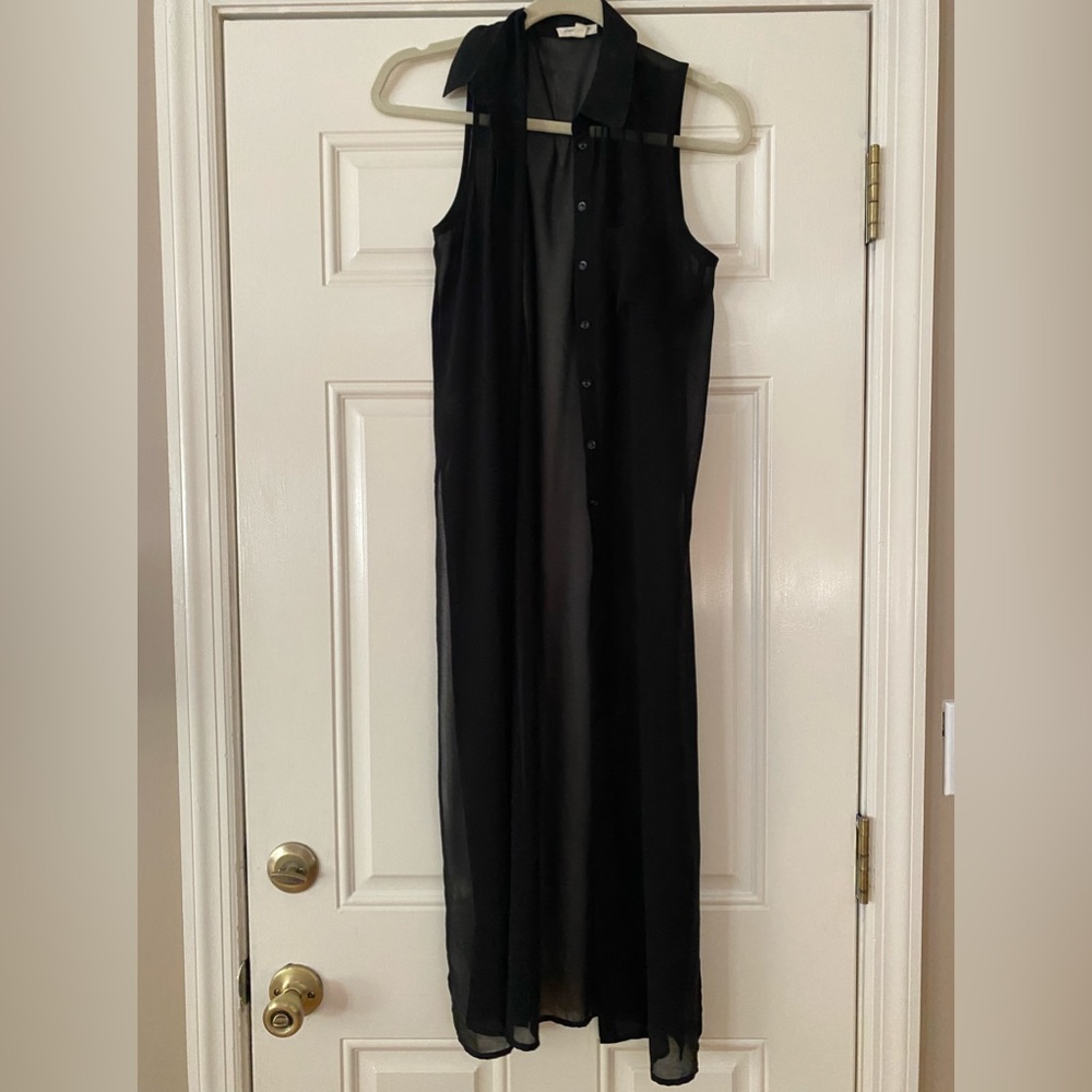 Long sheer top with slits in sides